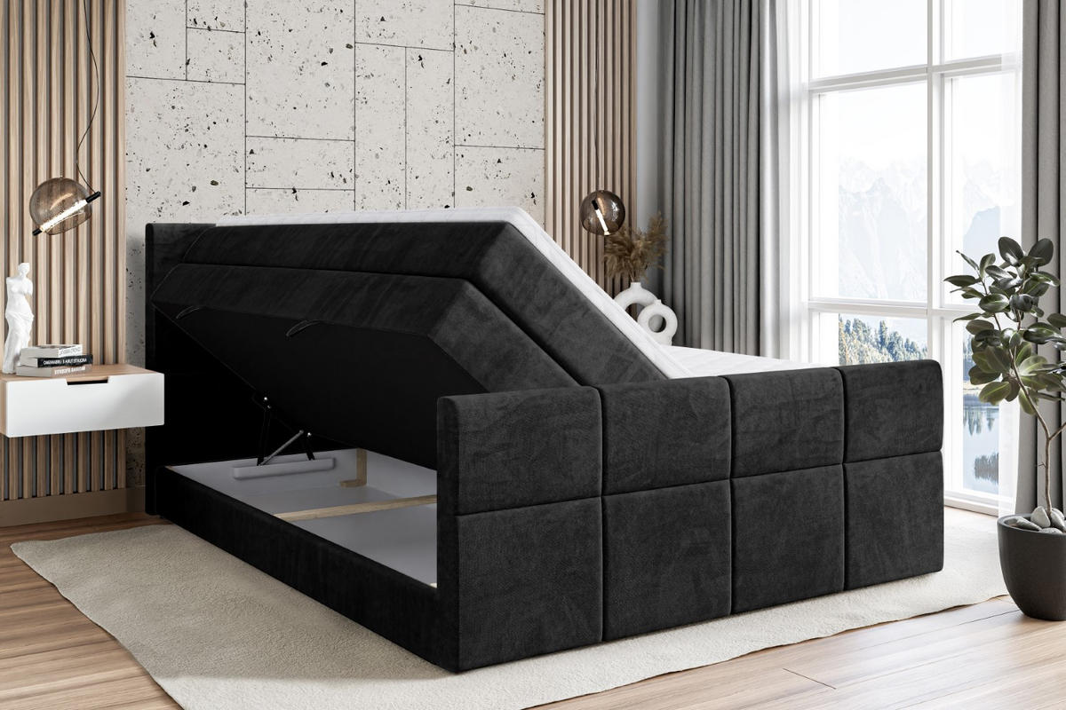 BOXSPRINGBETT ARDENI-Z KING - 200x200 - H3/H4 - Schwarz - Schwarz, Holzwerkstoff (200/200cm) - ALTDECOR