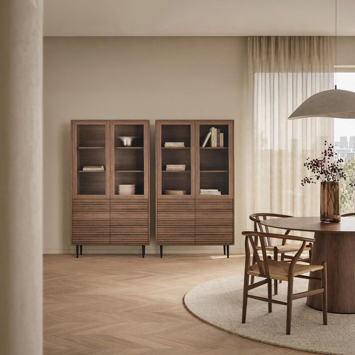 VITRINE Evoke Walnuss 110 cm x 171 cm - Walnussfarben, Holzwerkstoff (110/171/38cm) - Klast Home