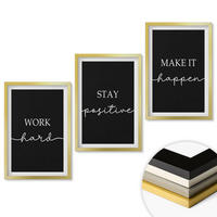 WANDBILDER 3er Set - 40x60 cm Goldrahmen - Elegante Motive auf schwarzem Grund - Goldfarben, Kunststoff (40/60cm) - ArtPrintCave