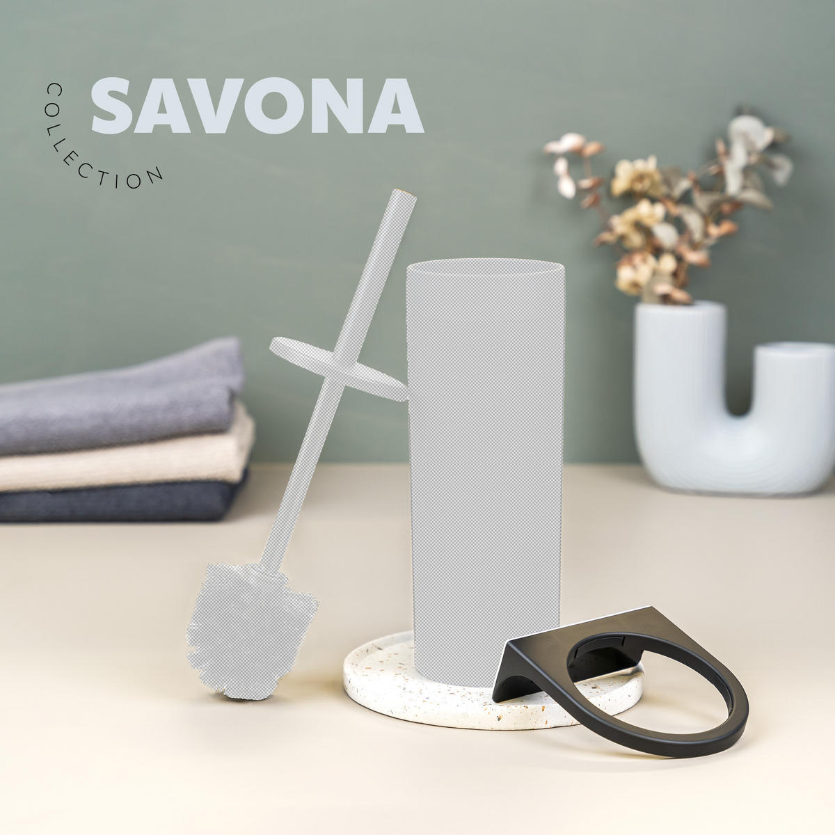 WANDHALTERUNG SAVONA, schwarzer Kunststoff - Schwarz, Kunststoff (12.5/4.5/13cm) - bremermann