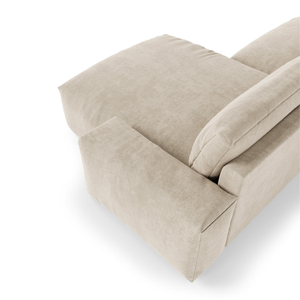 ECKSOFA RECHTS Samt Creme 310cm - Creme, Textil (310/174cm) - Sia Home