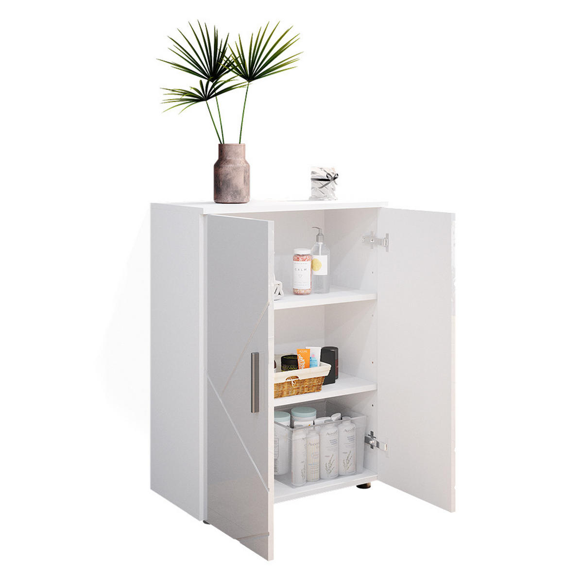 MIDISCHRANK Irma Weiß Hochglanz 60 x 81 cm - Weiß Hochglanz, Holzwerkstoff (60/81/30cm) - Vicco
