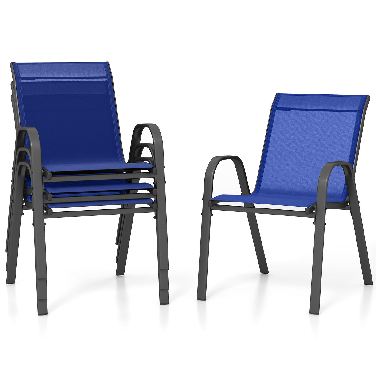 GARTENSTÜHLE Blau(2er-Set) - Blau, Metall (70/84/56cm) - COSTWAY