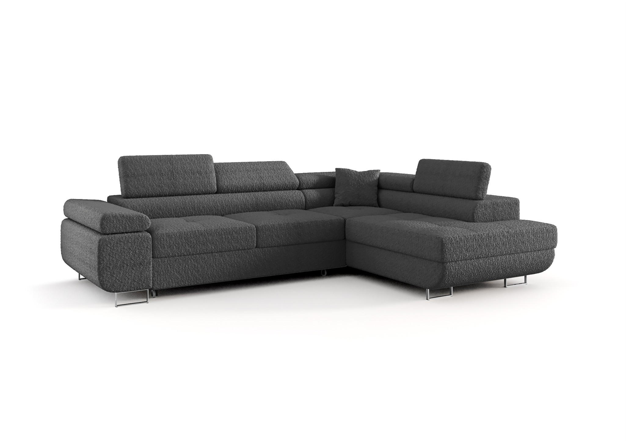 ECKSOFA Monaro Mit Schlaffunktion - Dunkelgrau, Holzwerkstoff/Textil (275/202cm) - Fun Möbel