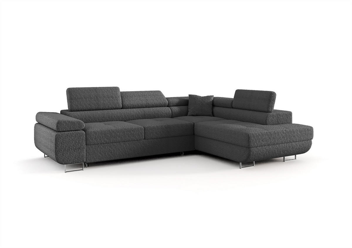 ECKSOFA Monaro Mit Schlaffunktion - Dunkelgrau, Holzwerkstoff/Textil (275/202cm) - Fun Möbel