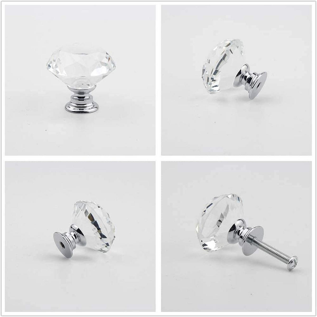 SCHRANKKNOPF Kristall Diamant 10er-Set 30 mm - Transparent, Glas (1.6/2.3/3cm)