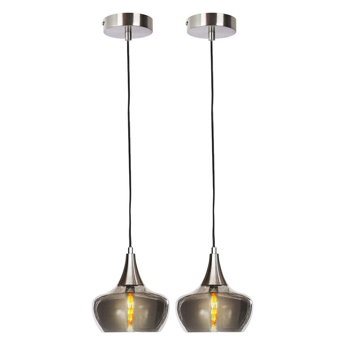 PENDELLEUCHTE Glas Rauchgrau Nickel - Grau, Glas (14/14/150cm) - Nowa