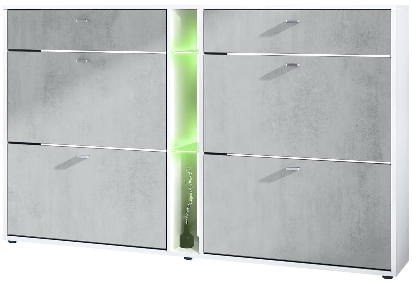 SCHUHSCHRANK Today Fronten in Beton Oxid Optik - Hellgrau, Holzwerkstoff (155.5/95/28cm) - Vladon