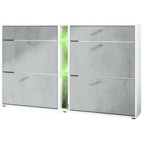 SCHUHSCHRANK Today Fronten in Beton Oxid Optik - Hellgrau, Holzwerkstoff (155.5/95/28cm) - Vladon