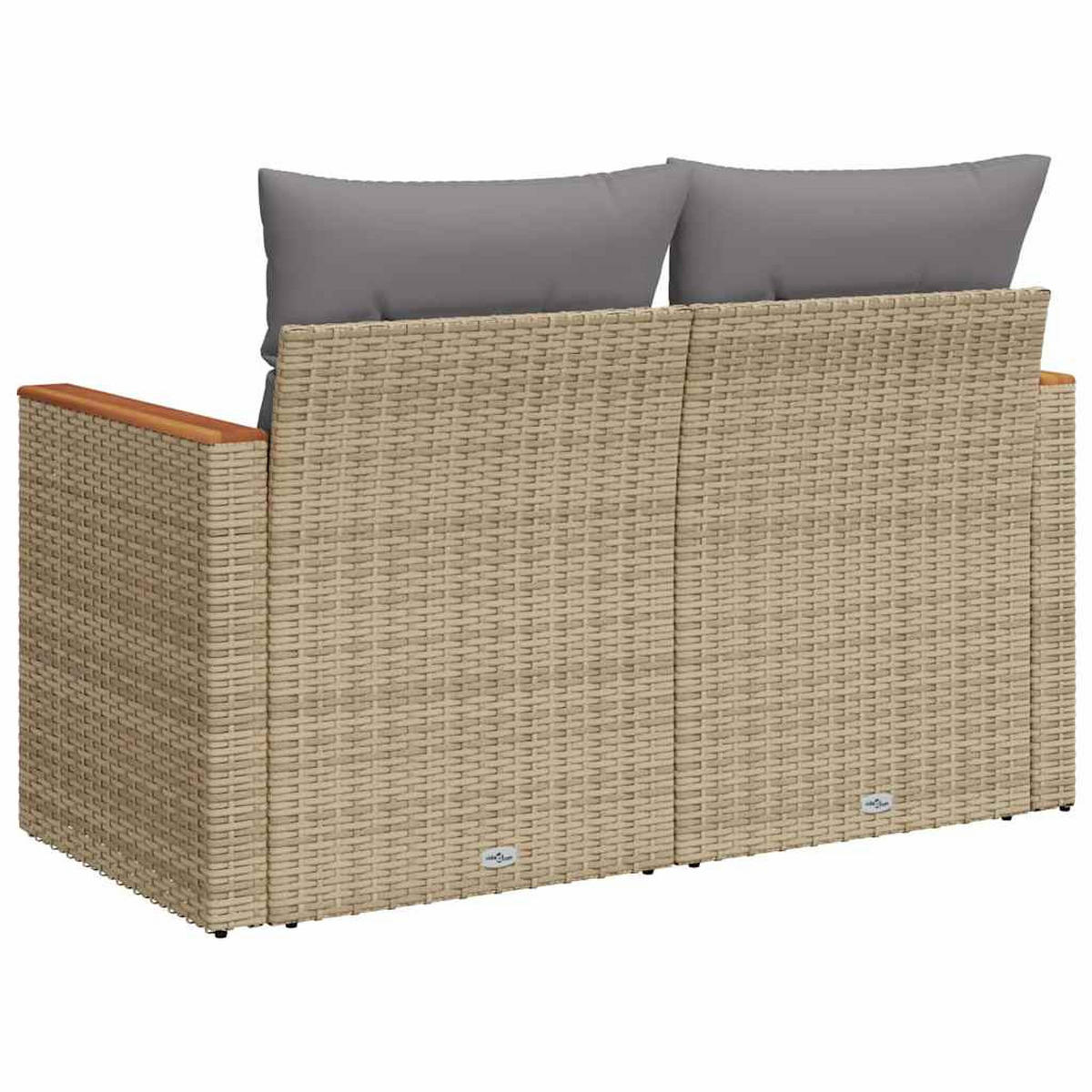 GARTENSOFA Mit Kissen 2-Sitzer Beige Poly Rattan - Beige, Kunststoff (124/69/62cm) - vidaXL