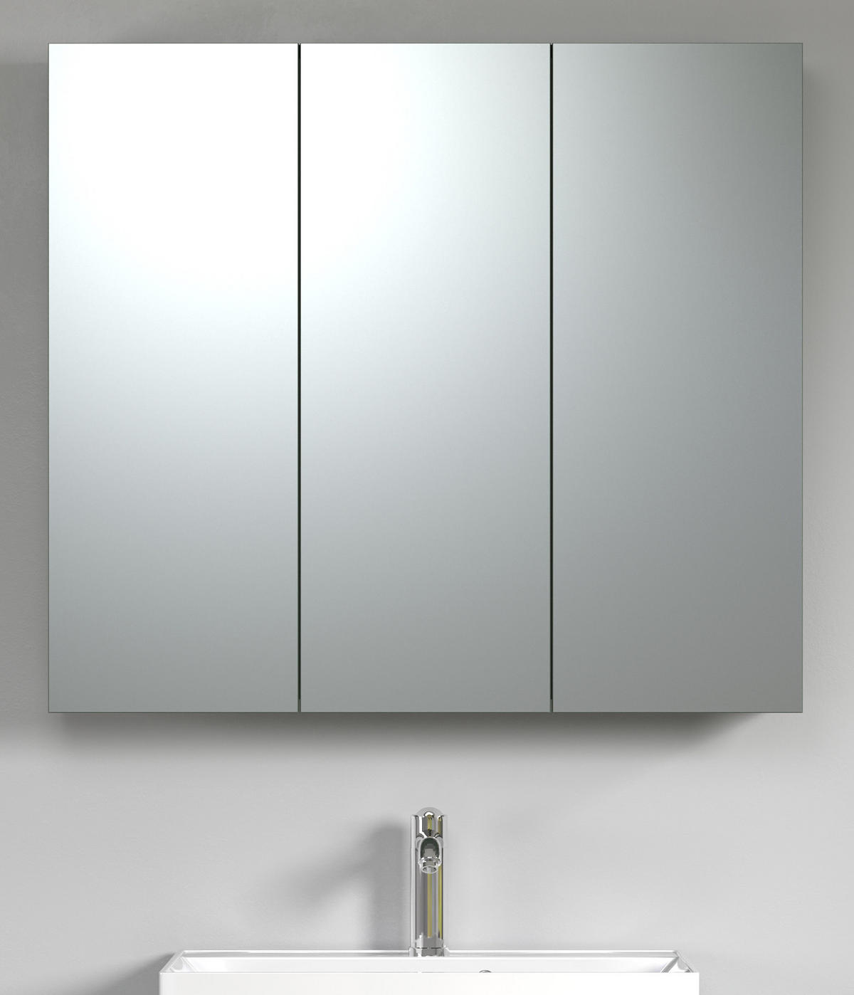 SPIEGELSCHRANK grün 90 cm, Badschrank 3-türig - Klar/Grün, Glas/Holzwerkstoff (90/80/20cm) - Top.Furn