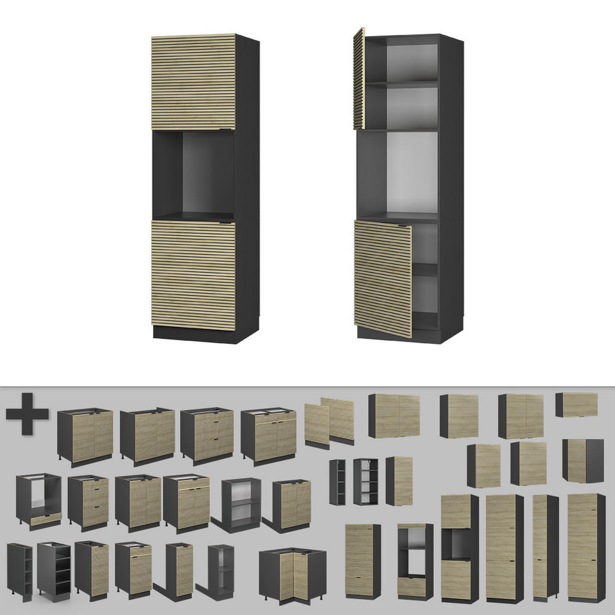 SKŘÍŇKA NA PŘESTAVBU SPORÁKU Fame-Line Dubový panel - antracitová/barva dubu, kompozitní dřevo (60/206.8/58cm) - Vicco