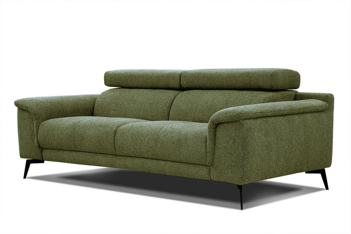 SOFA FIERO 3-Sitzer, olivgrün - Schwarz/Olivgrün, Holzwerkstoff/Textil (212/82/103cm) - Courtois Laville