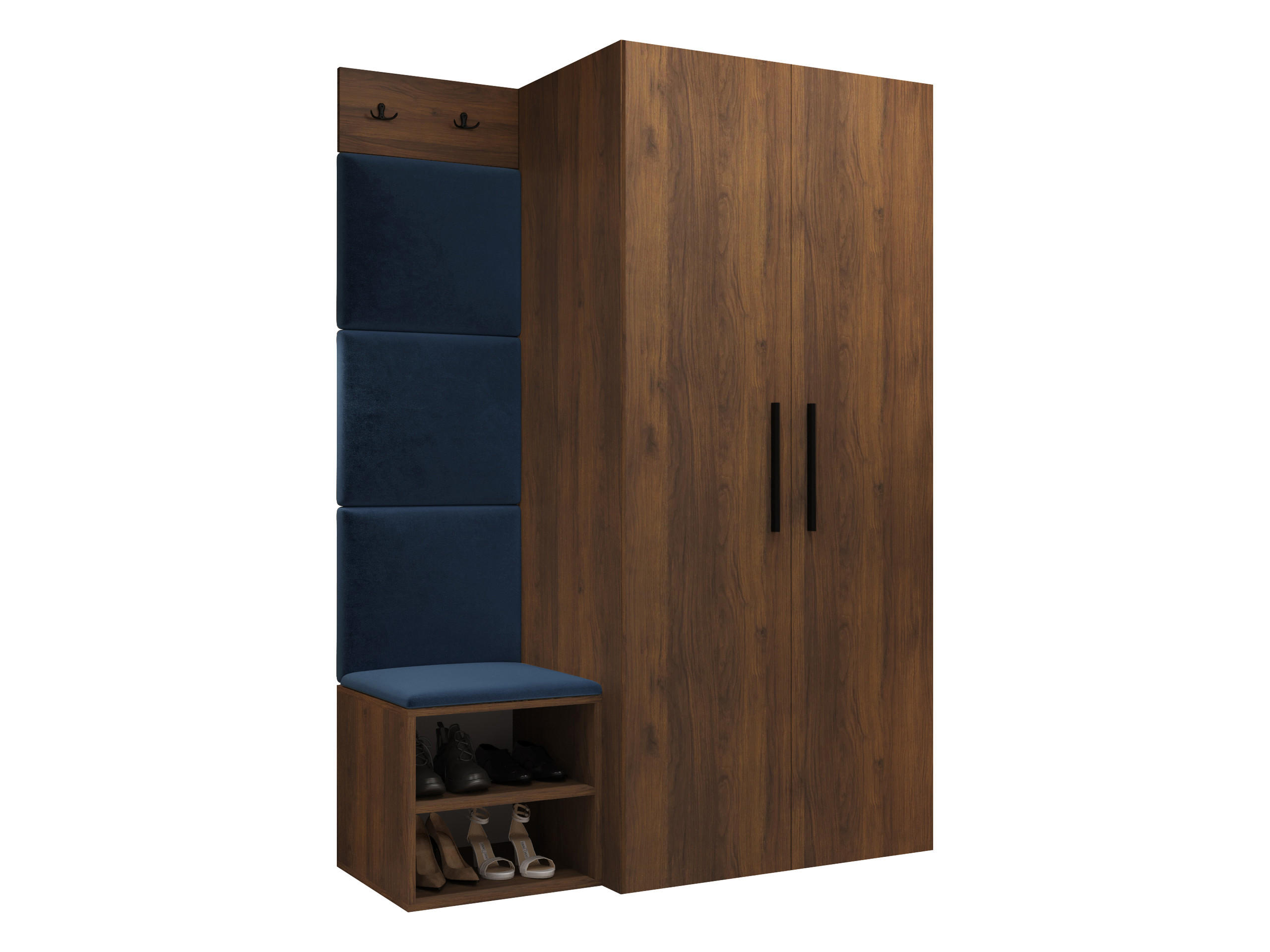 Mirjan24 Garderoben-Set Blau, Nussbaum 80x191x50 cm