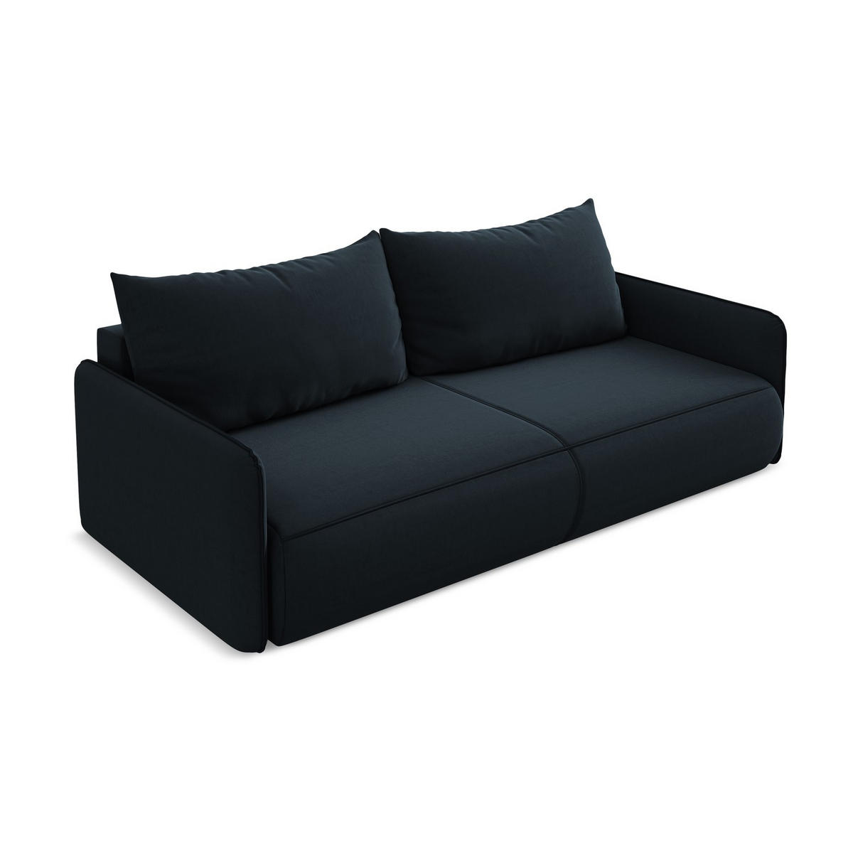 3-SITZER SOFA mit Schlaffunktion Samt Stoff Blau - Blau/Schwarz, Kunststoff/Textil (216/86/105cm) - LaMiaSofa