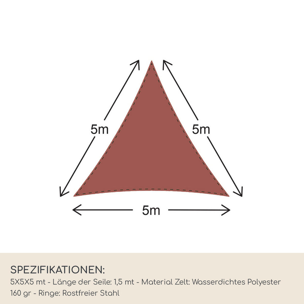 SONNENSEGEL Rot 500/500/1 cm - Rot, Kunststoff (500/500cm) - Mobili Rebecca