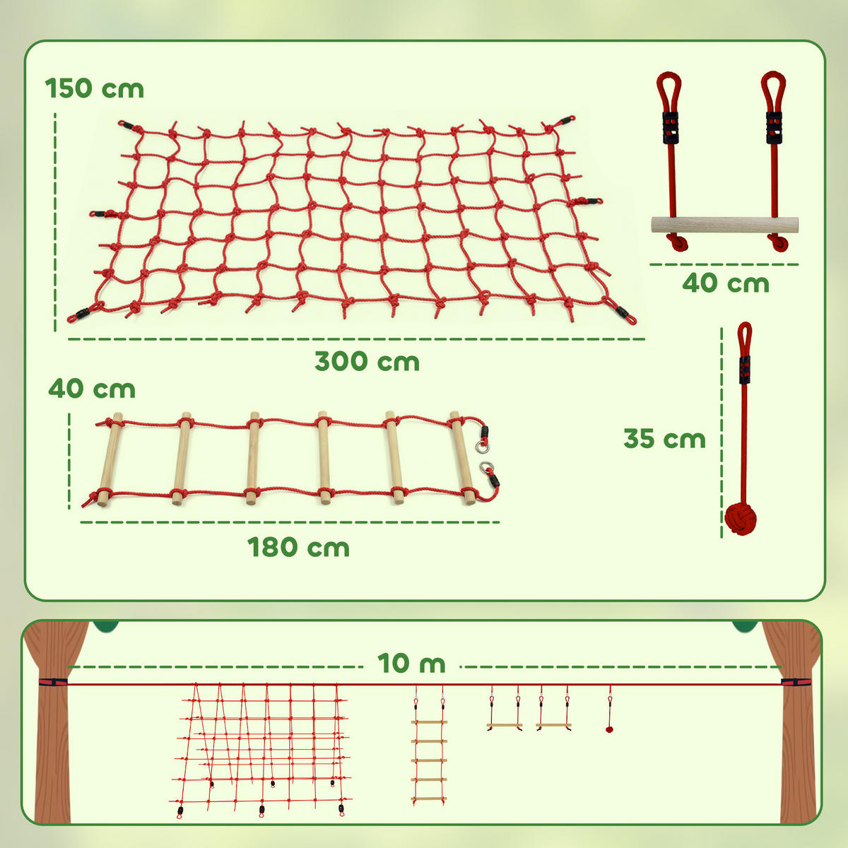 NINJA-WARRIOR Massivholz Rot - Rot, Holz (300/1000cm) - AIYAPLAY