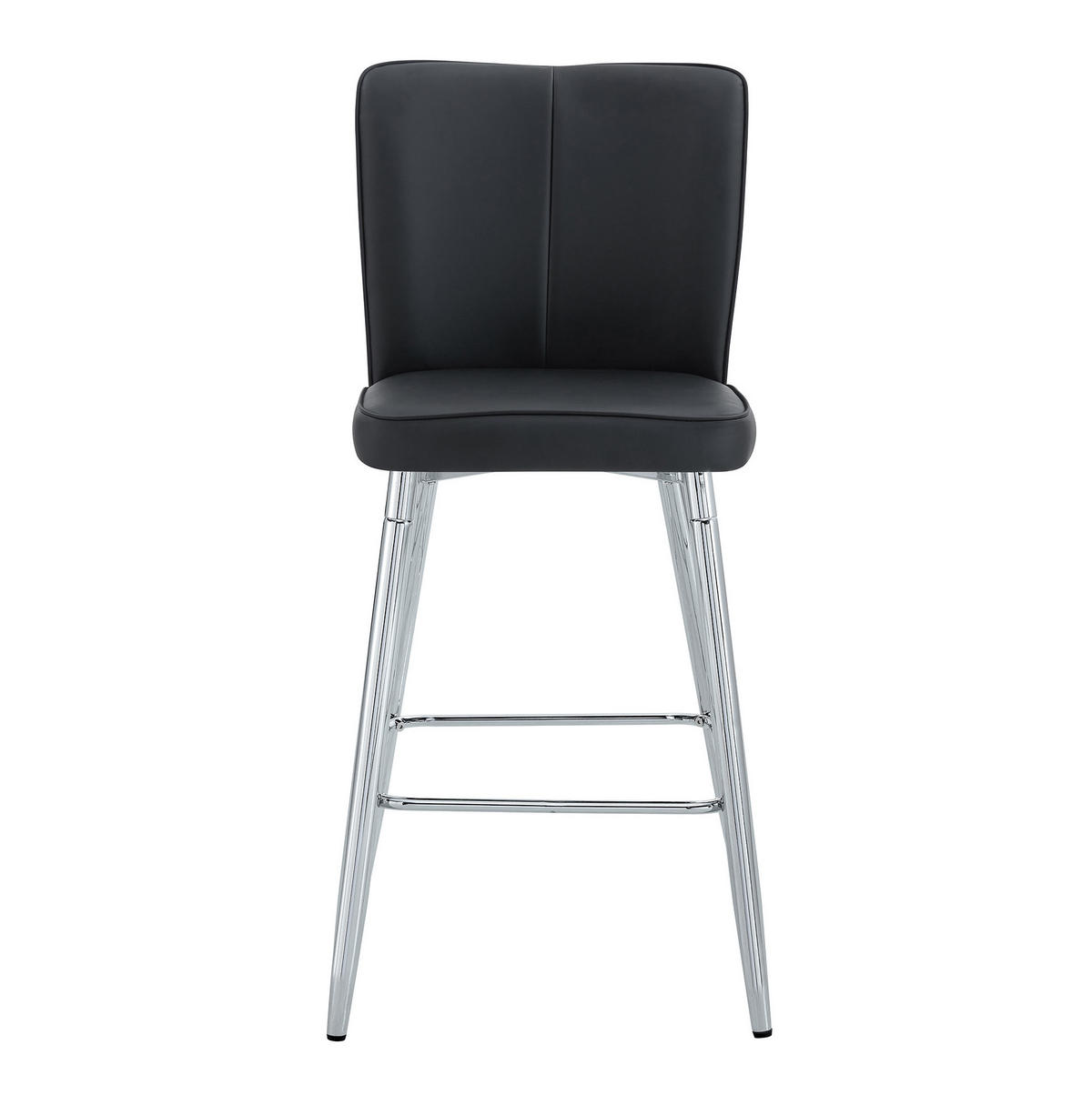 BARSTUHL Schwarz/Silber mit PU-Sitz und Fußstütze - Schwarz, Metall (44/101/44cm) - MIVRAY
