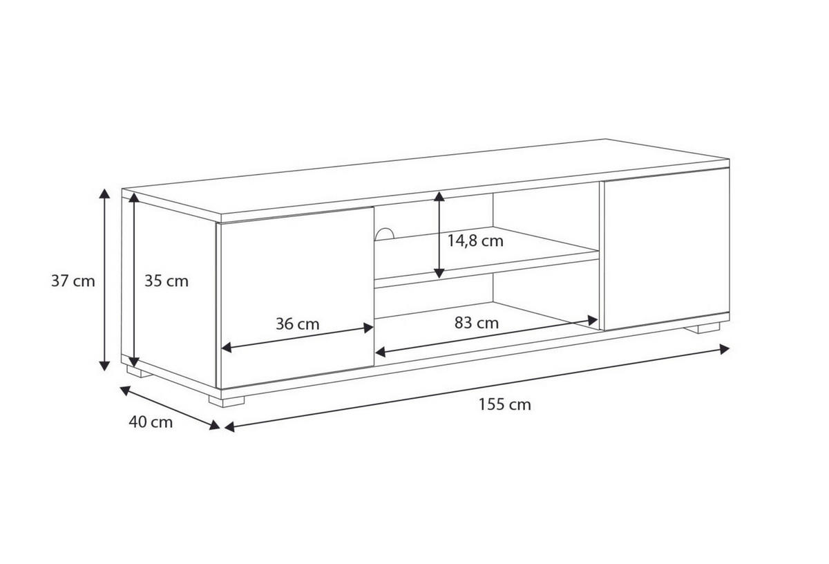 LOWBOARD Focus - Weiß, Holzwerkstoff (40/40/155cm) - RAUMHIRSCH FURNITURE