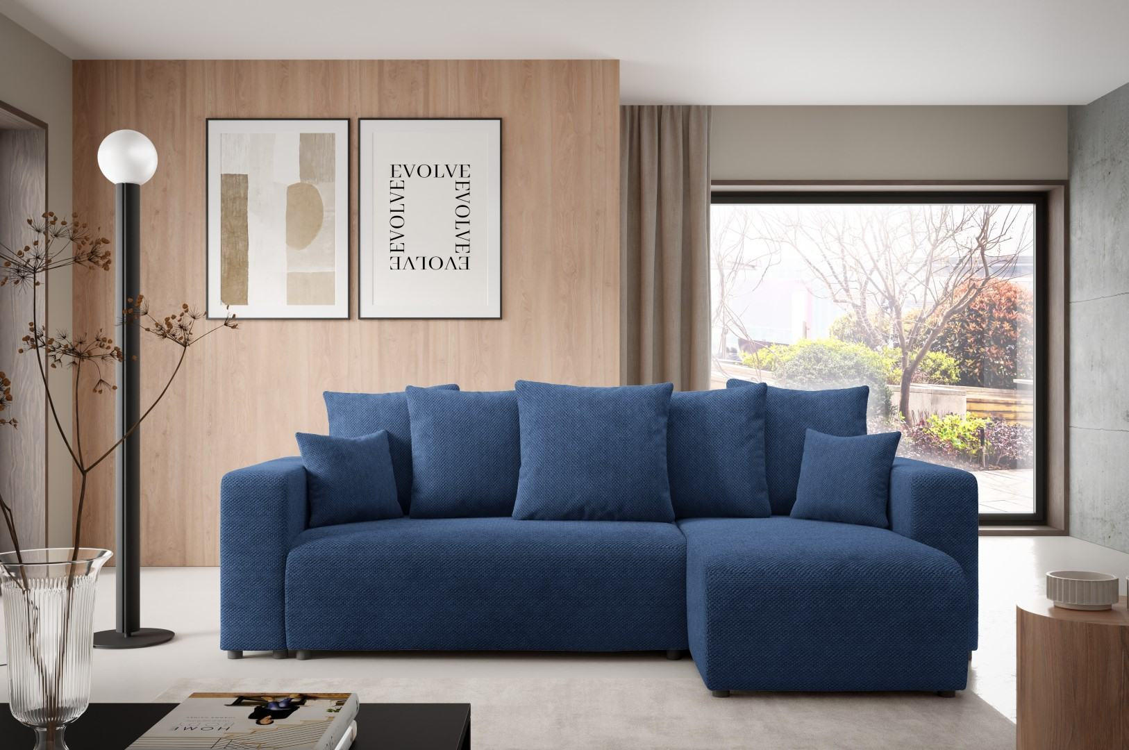 ECKSOFA mit Schlaffunktion Blau - Dunkelblau, Textil (247/145cm) - Furnisell