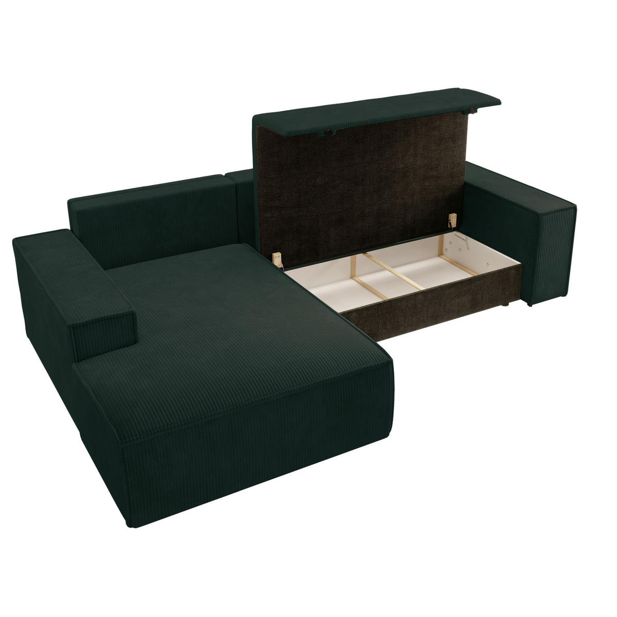 ECKSOFA Farese New Grün Cord - Schwarz/Grün, Kunststoff/Textil (267/167cm) - Selsey