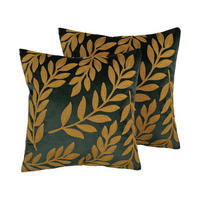 DEKOKISSEN 2er-Set Dunkelgrün 45/45 cm Mistletoe - Dunkelgrün, Textil (45/45cm) - Beliani