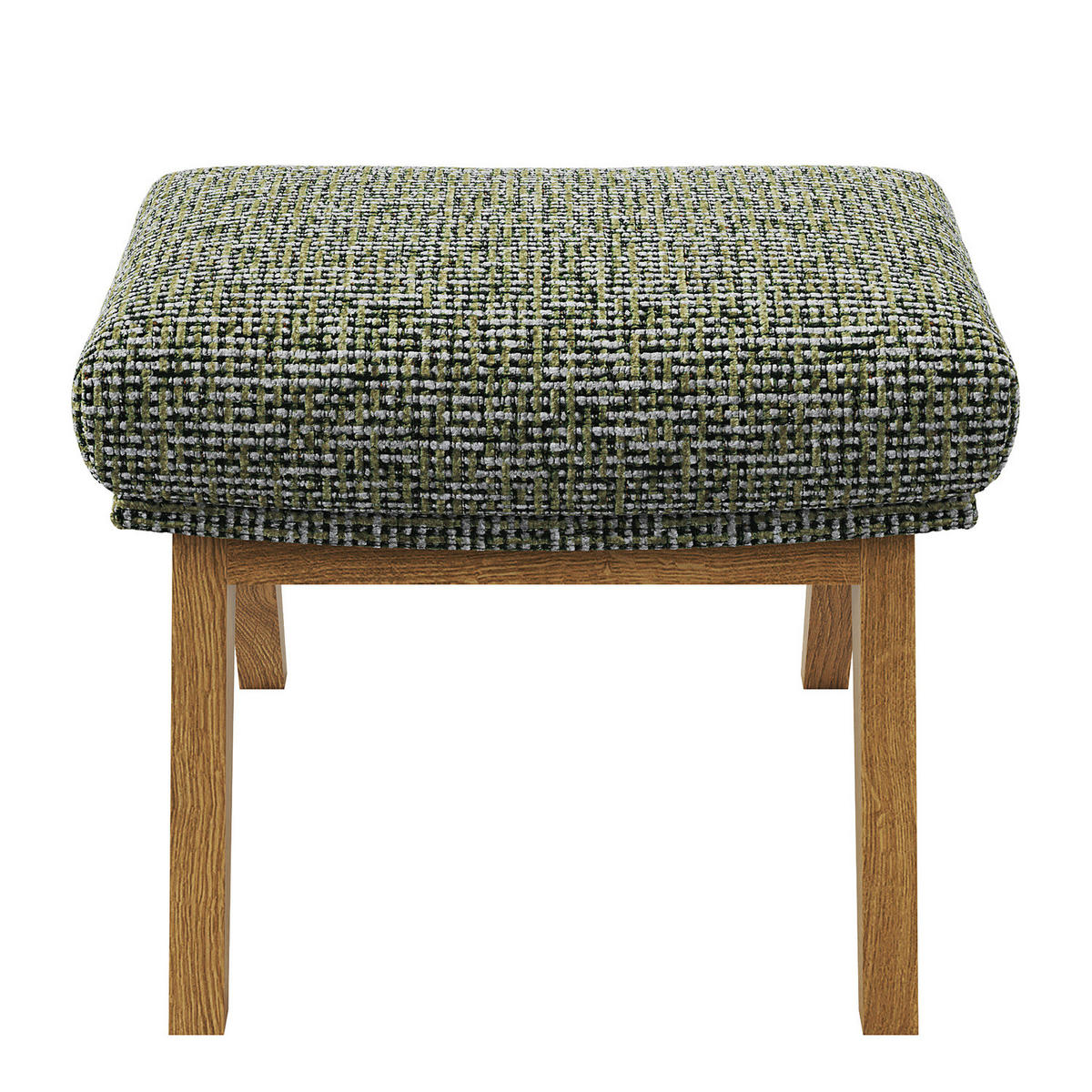 HOCKER mit Holzfüßen - Eichefarben/Grün, Textil (54/41/41cm) - home24
