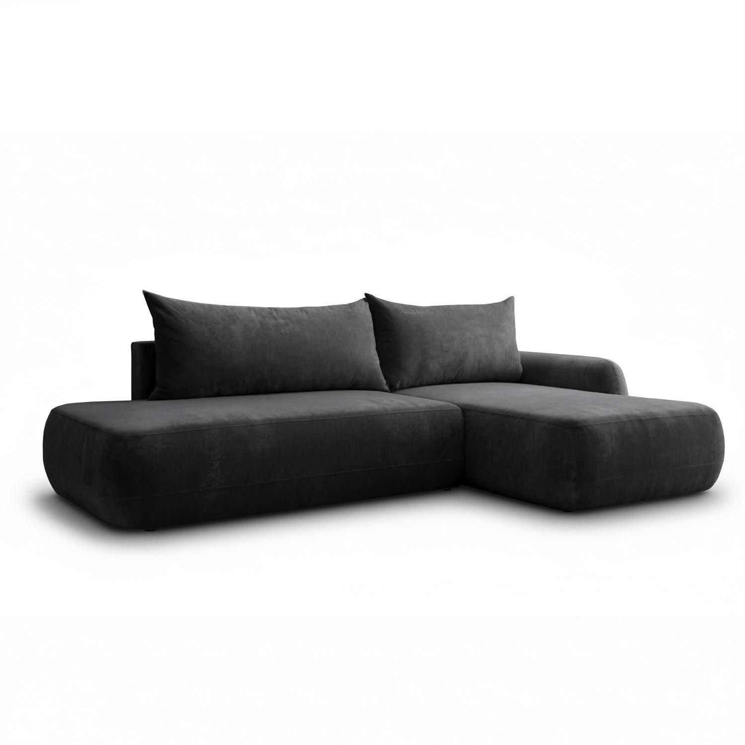 ECKSOFA GOYA mit Schlaffunktion und Bettkasten, Rechte, Perfect Harmony 90 - Graphitfarben, Textil (302/184cm) - Lookway
