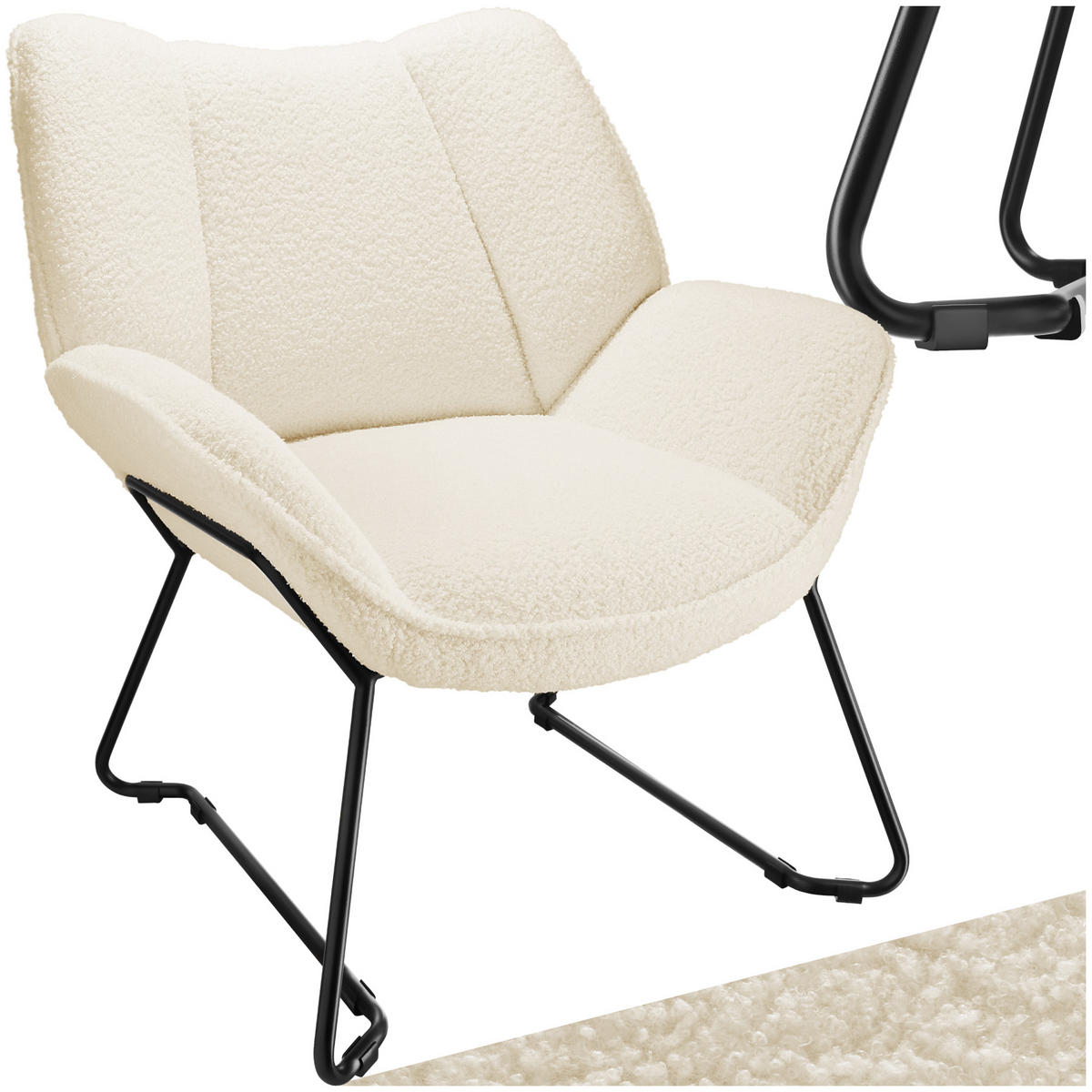 SESSEL Kjeld,73 x 72 x 81 cm,creme-weiß - Creme/Weiß, Kunststoff (73/81/72cm) - tectake