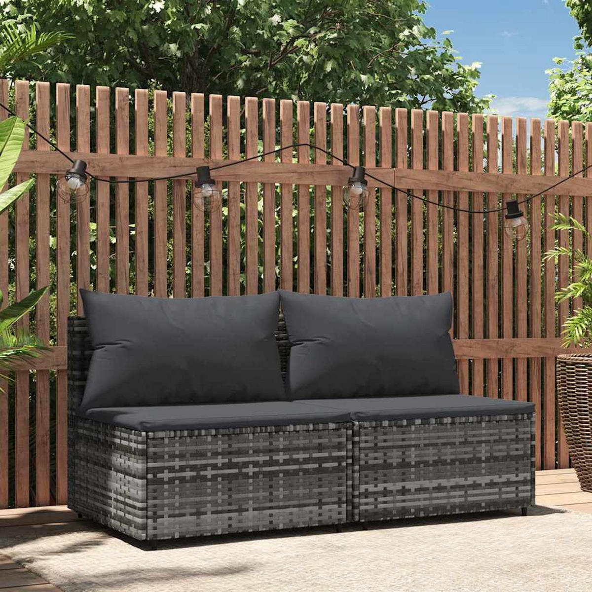 GARTENSOFA SYKAD 63/57.5/63 cm （2-SITZER） - Grau, Holz (63/57.5/63cm) - ZMH