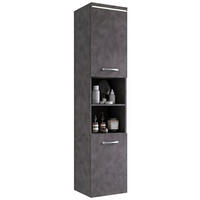 BADEZIMMERSCHRANK Paso mit 2 Türen Dunkel Grau - 35 x 35 x 160 cm - Grau, Holz (35/160/35cm) - Badplaats