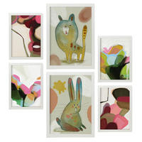 POSTER Set Mit 6 Hasen Und Welpen 2 In Tiere Zusammenfassungen A3 & A4 Weißer Rahmen - Weiß, Papier (29/3cm) - Nacnic