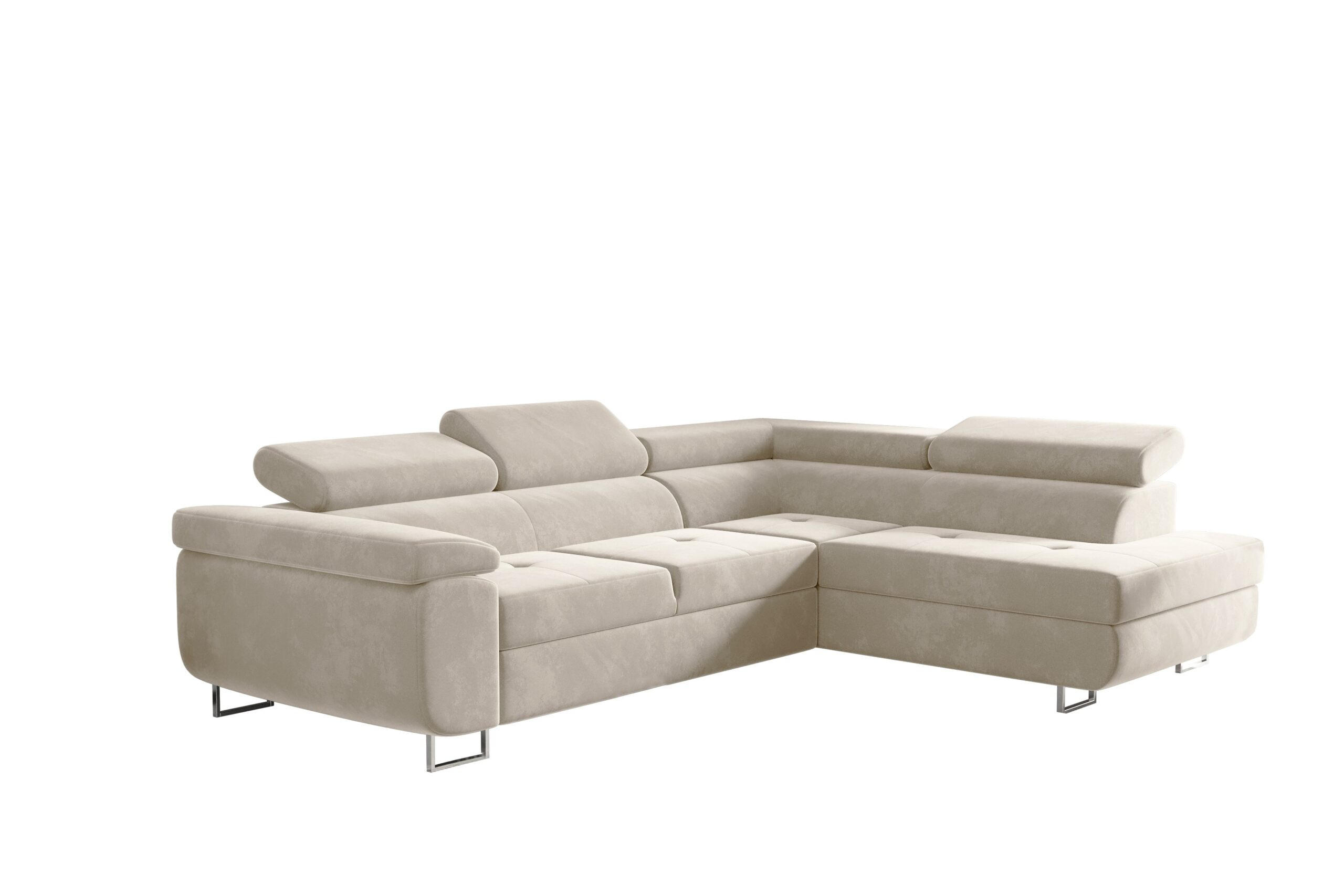ECKSOFA mit Schlaffunktion und Bettkasten ATOM Ecru Rechts - Ecru, Holz/Textil (275/202cm) - Kaiser Möbel