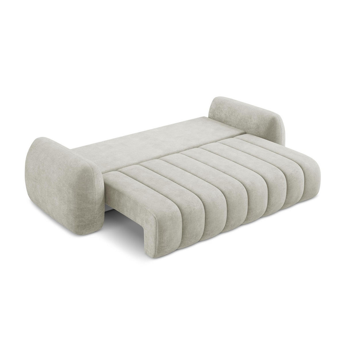 3-SITZER SOFA mit Schlaffunktion Chenille Stoff Creme - Perlmutt/Schwarz, Holzwerkstoff/Kunststoff (266/95/121cm) - LaMiaSofa