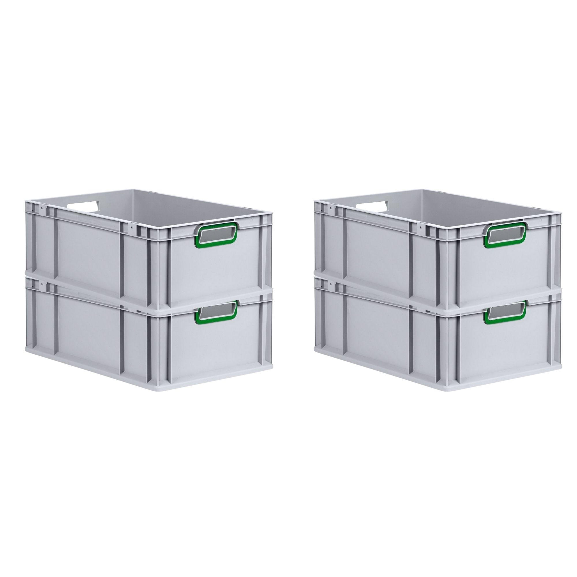 EUROBOX 4x Nextgen Color 22x40x60cm 44 Liter Griffe Grün Offen - Grün, Kunststoff (40/17/60cm) - PROREGAL