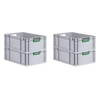 EUROBOX 4x Nextgen Color 22x40x60cm 44 Liter Griffe Grün Offen - Grün, Kunststoff (40/17/60cm) - PROREGAL