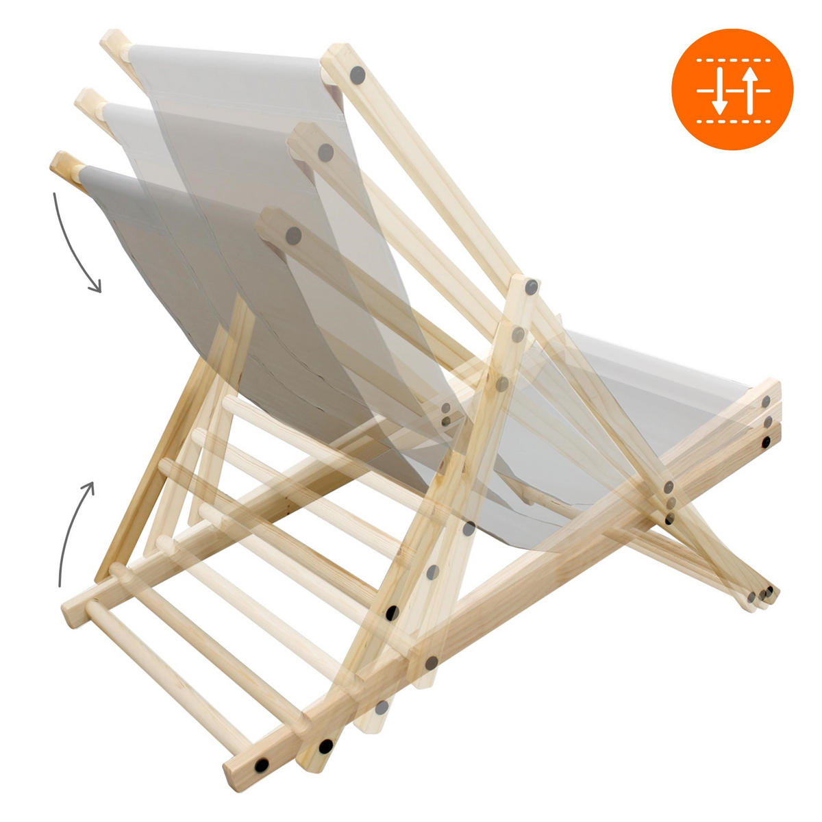 STRANDLIEGE 2er Set - Hellgrau, Holz (52/83/117cm) - ECD-Germany