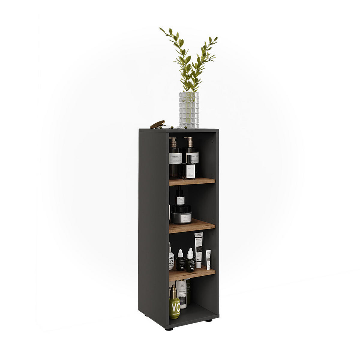 MIDISCHRANK Irma Anthrazit/Artisan 30 x 95 cm 4 Ablagefächer - Anthrazit/Eiche Artisan, Holzwerkstoff (30/95/30cm) - Vicco