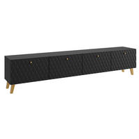 LOWBOARD Phuket Graphit Schwarz, Fischgrätenmuster 190 / 32 / 39 cm - Goldfarben/Graphitfarben, Holz/Holzwerkstoff (190/39/32cm) - Feldmann-Wohnen
