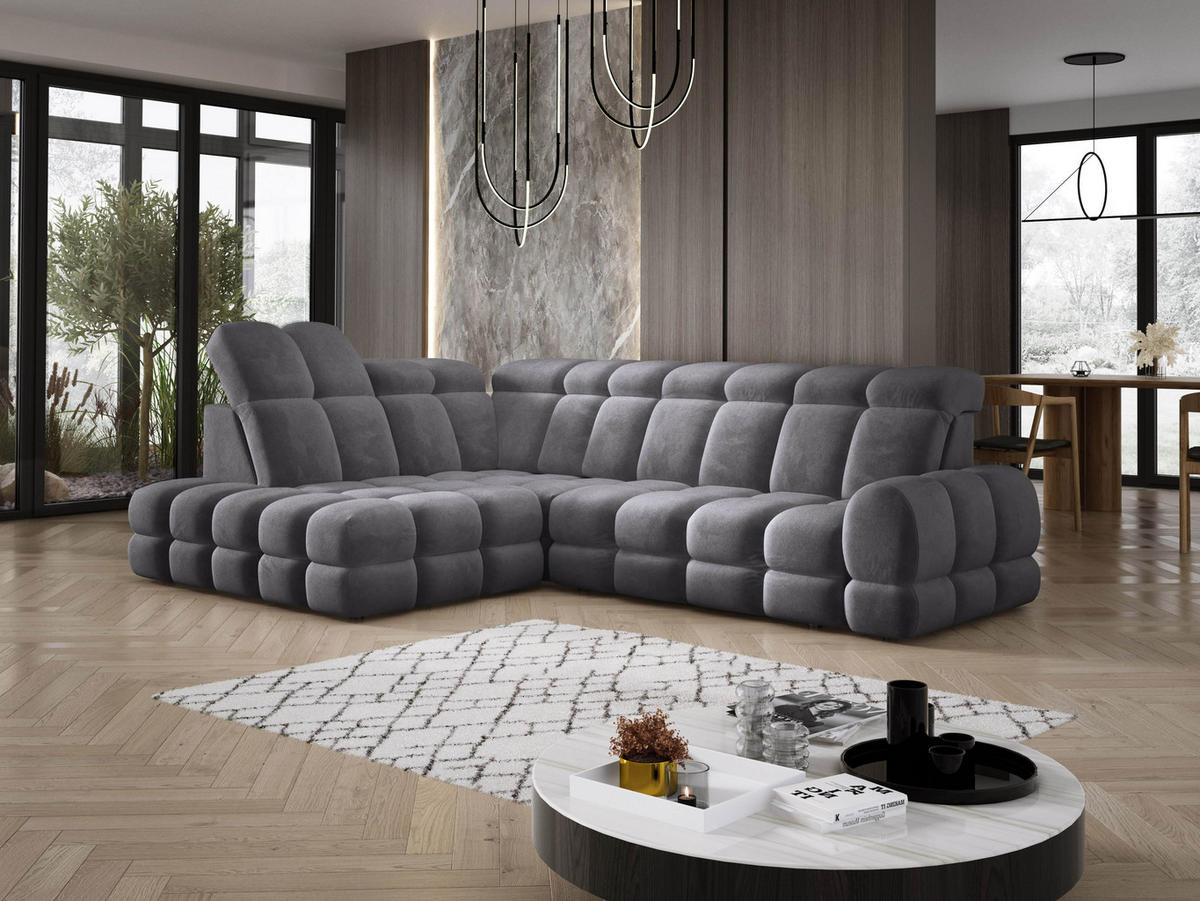 ECKSOFA TOLLO Salvador-stoff L-form 302x217x105 cm anthrazit - Anthrazit, Holz/Textil (302/217cm) - DomoHome
