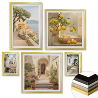 WANDBILDER 5er Set - 50x50 cm & 20x30 cm & 40x60 cm Goldrahmen - Zitrusfrüchte in der Küche - Goldfarben, Kunststoff (40/60cm) - ArtPrintCave