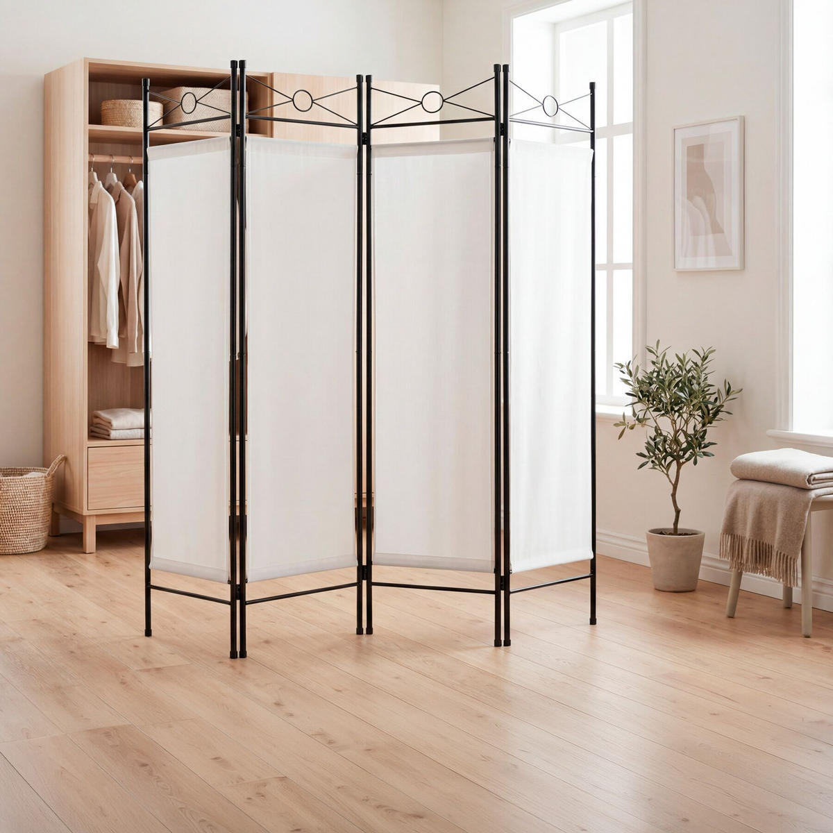 RAUMTEILER , 160 x 2,5 x 180 cm, weiß - Weiß, Metall (2.5/180/160cm) - tectake
