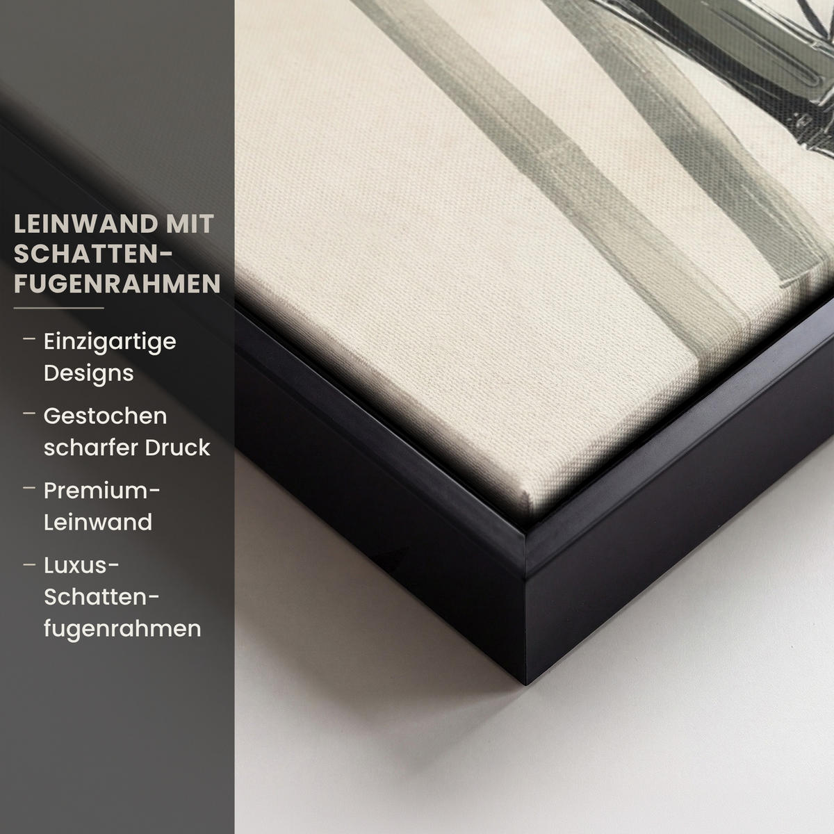 LEINWAND Bilder mit Rahmen - Japandi - Bambus - Beige - 50x50 - Eukalyptusholzfarben, Textil (50/50cm) - MuchoWow