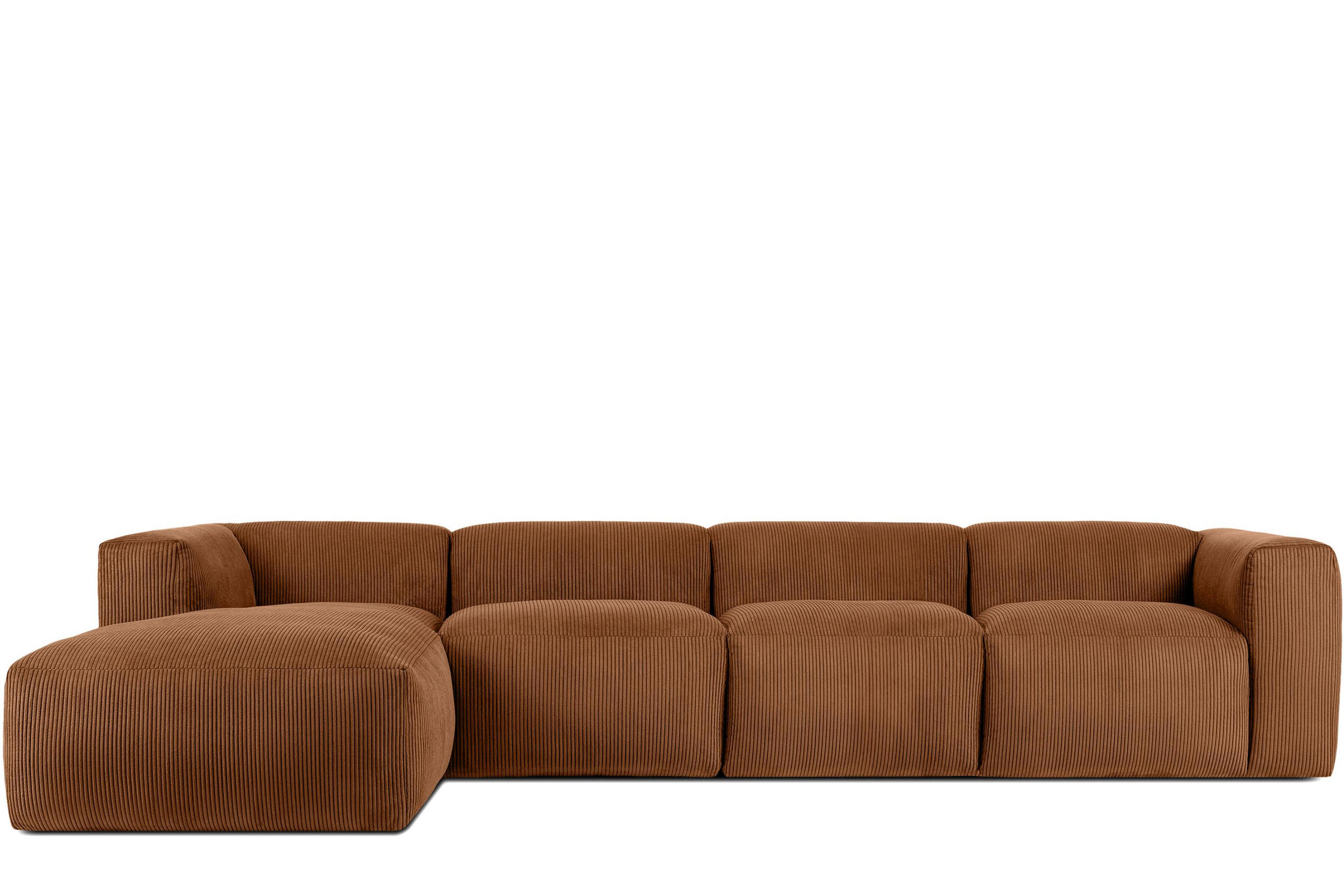 ECKMODULSOFA-LINKS BUFFO 6-Sitzer mit extrem weicher Sitzfläche, Kordstoff, ore - Orange, Textil (377/180cm) - KONSIMO®