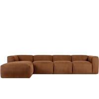 ECKMODULSOFA-LINKS BUFFO 6-Sitzer mit extrem weicher Sitzfläche, Kordstoff, ore - Orange, Textil (377/180cm) - KONSIMO®