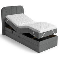 BOXSPRINGOVÁ POSTEL Romeo, jednolůžko s elektrickým polohováním matrace, 90x200 cm, tmavě šedá - tmavě šedá, textil (90/200cm) - Beautysofa