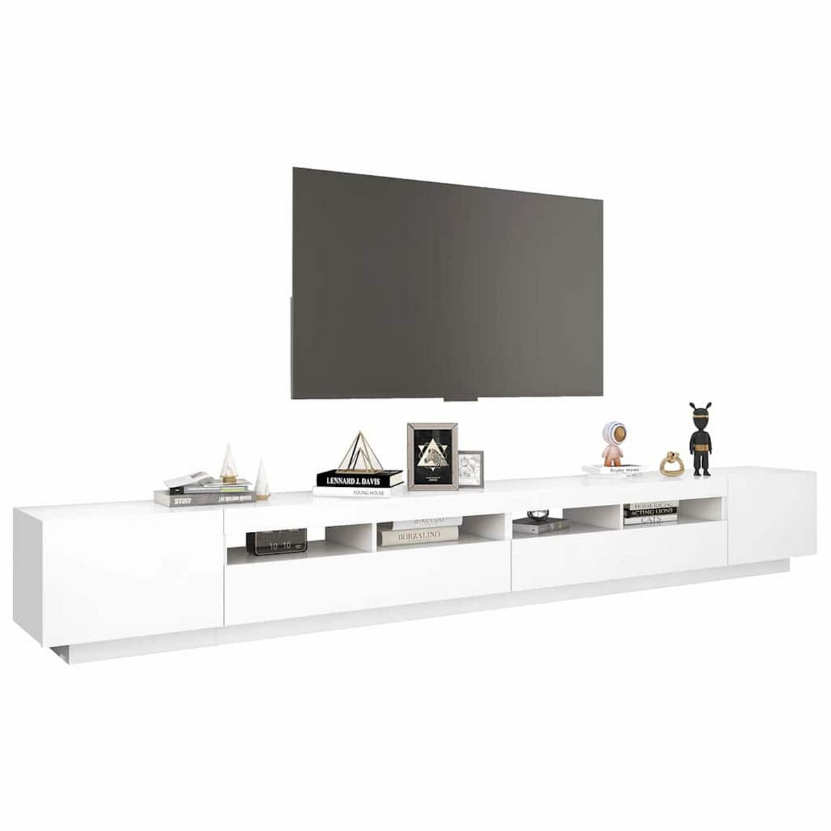 TV-SCHRANK Mit Led-Leuchten Weiss 300/35/40 Cm - Weiß, Holzwerkstoff (300/40/35cm) - vidaXL
