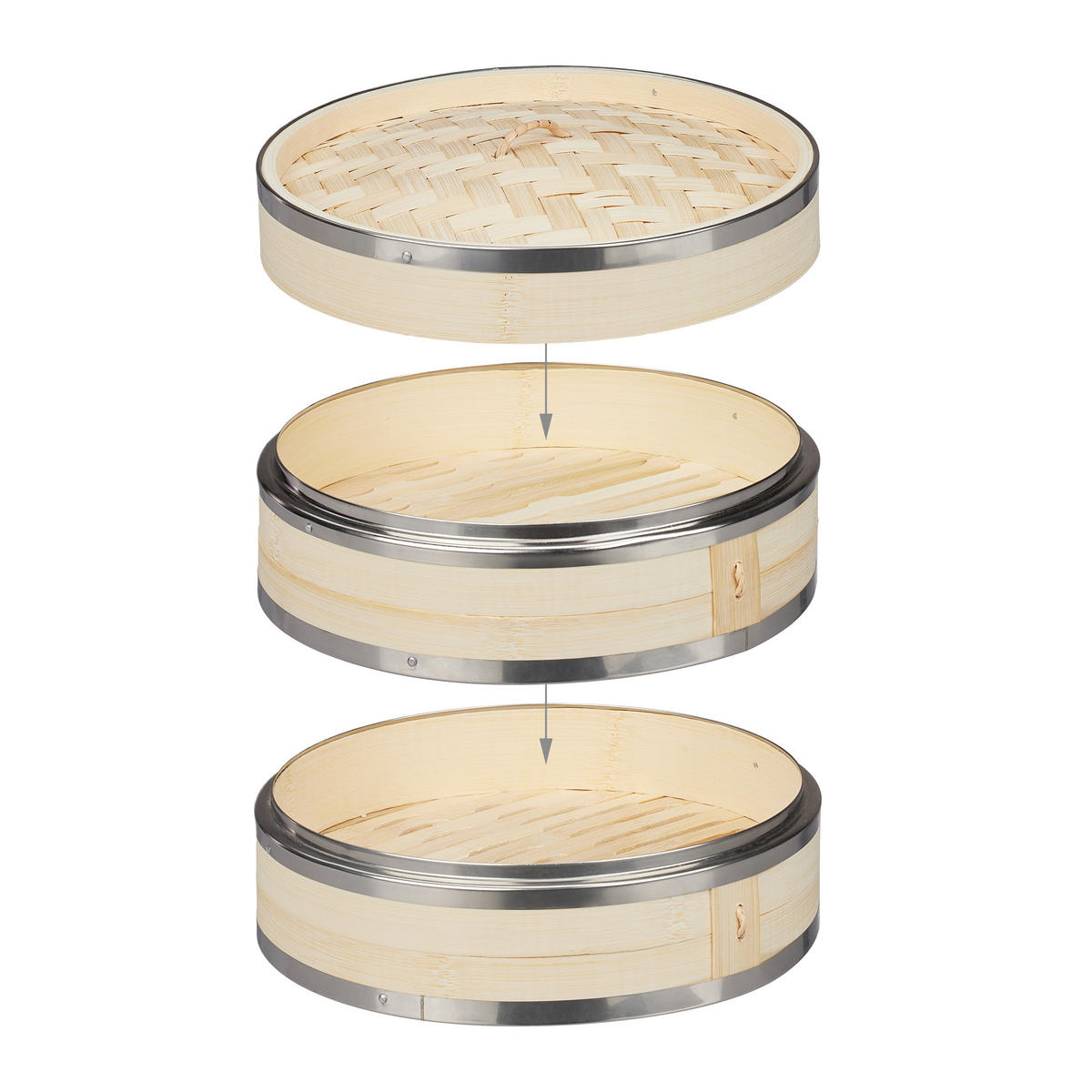 BAMBUS-DAMPFGARER - Hellbraun, Holz/Metall (25.5/25.5/15.5cm) - Relaxdays