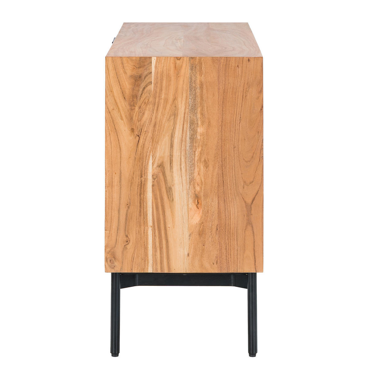 KOMMODE - Akazie massiv / Schwarz - Akaziefarben, Holz (130/82/42cm) - home24