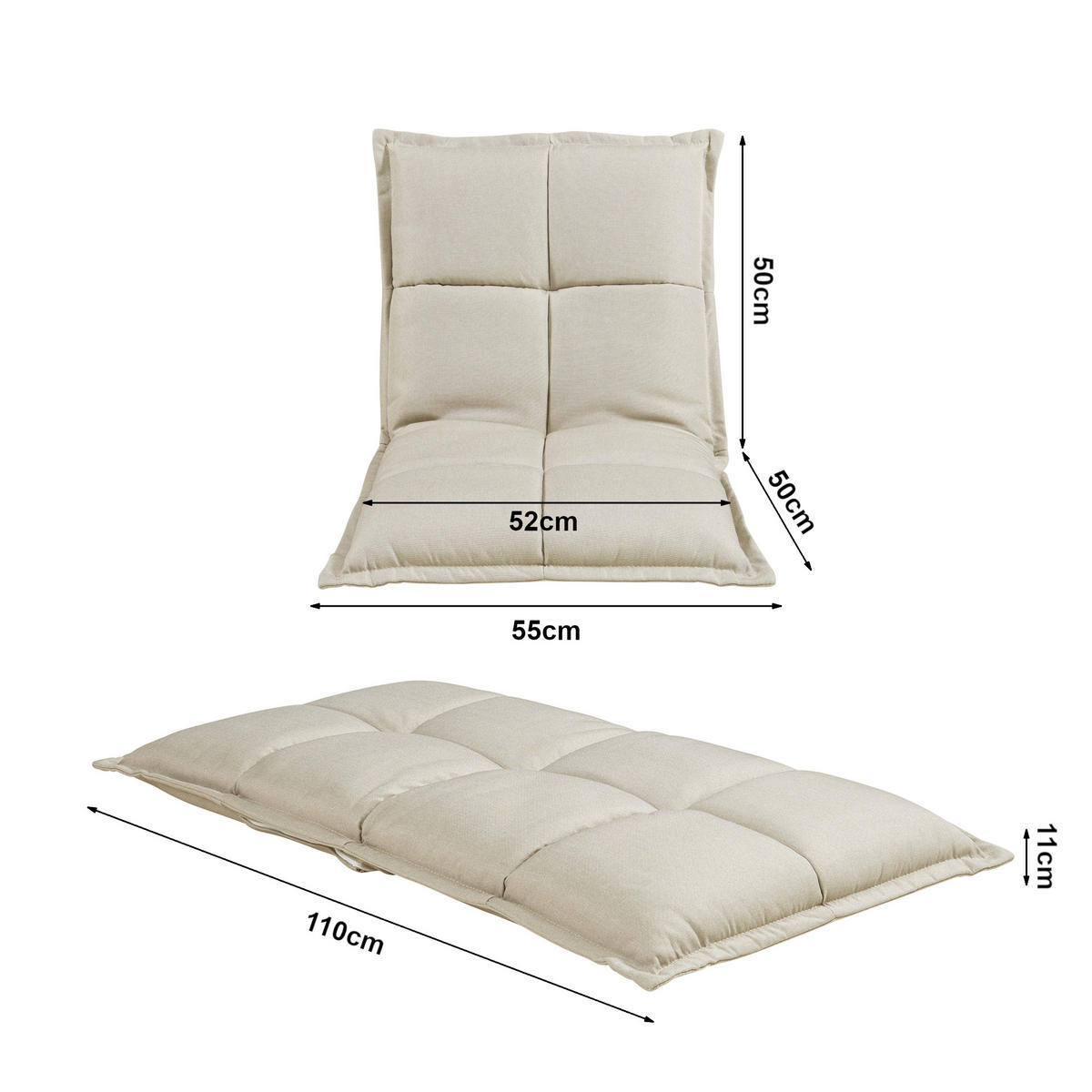 BODENSTUHL-SET 2 TLG. Deinze - Beige, Textil (110/11/55cm) - [en.casa]